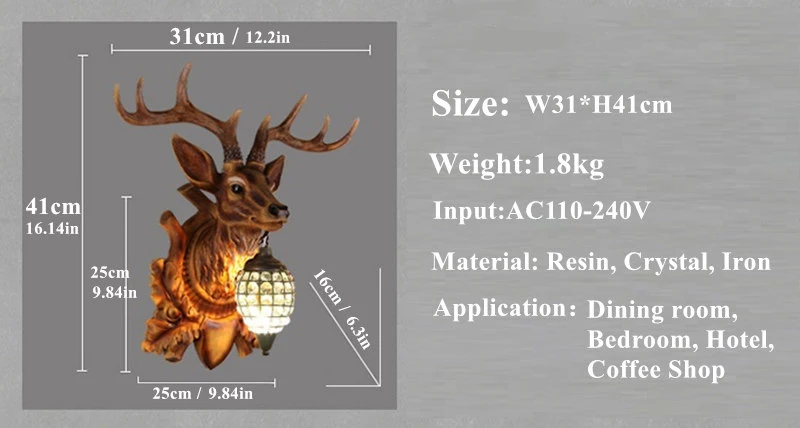 Кантри стиль винтажный рога настенный светильник Личность Олень лампа для спальни Buckhorn настенный светильник с E14 лампа настенное освещение