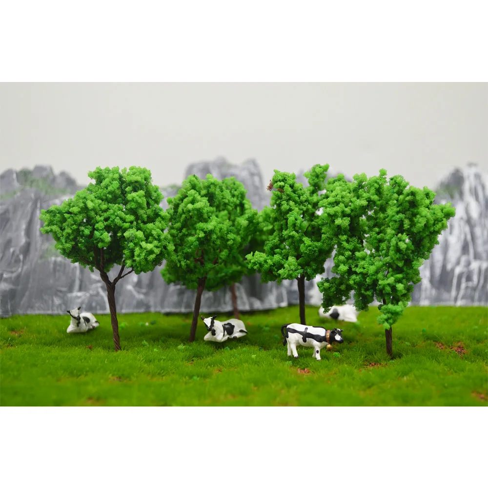 100 шт. песочный стол Модель Строительные наборы Ho Масштаб зеленое дерево миниатюрный пейзаж проволока 9 см игрушки микро структуры DIY пластик
