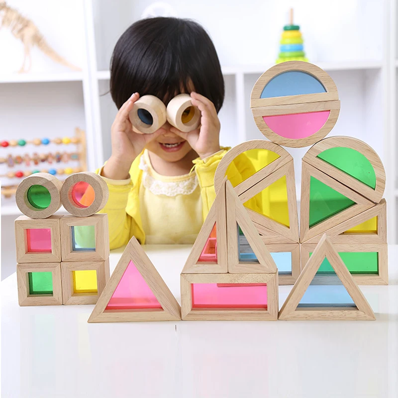 

Wooden Blocks Rainbow Blocks Rainbow Construction Building Toy Image Training Educational Toys Colorful Cognitive Toys Kid Gifts