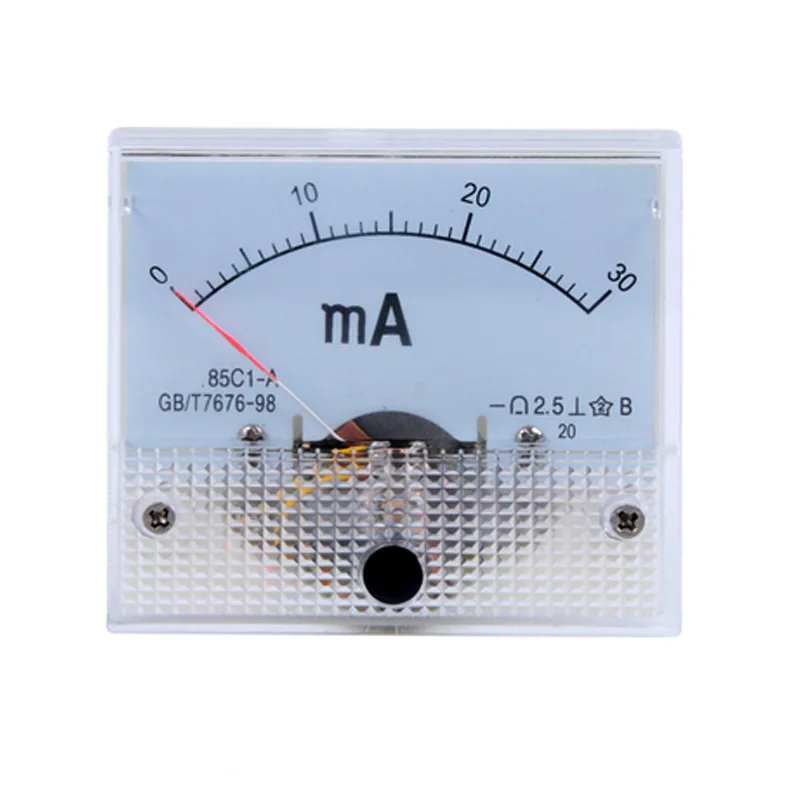 

85C1-A 0-20mA 1mA 5mA 10mA 30mA 50mA 100mA 200mA 300mA 500mA Analog DC Current Panel Meter Ammeter