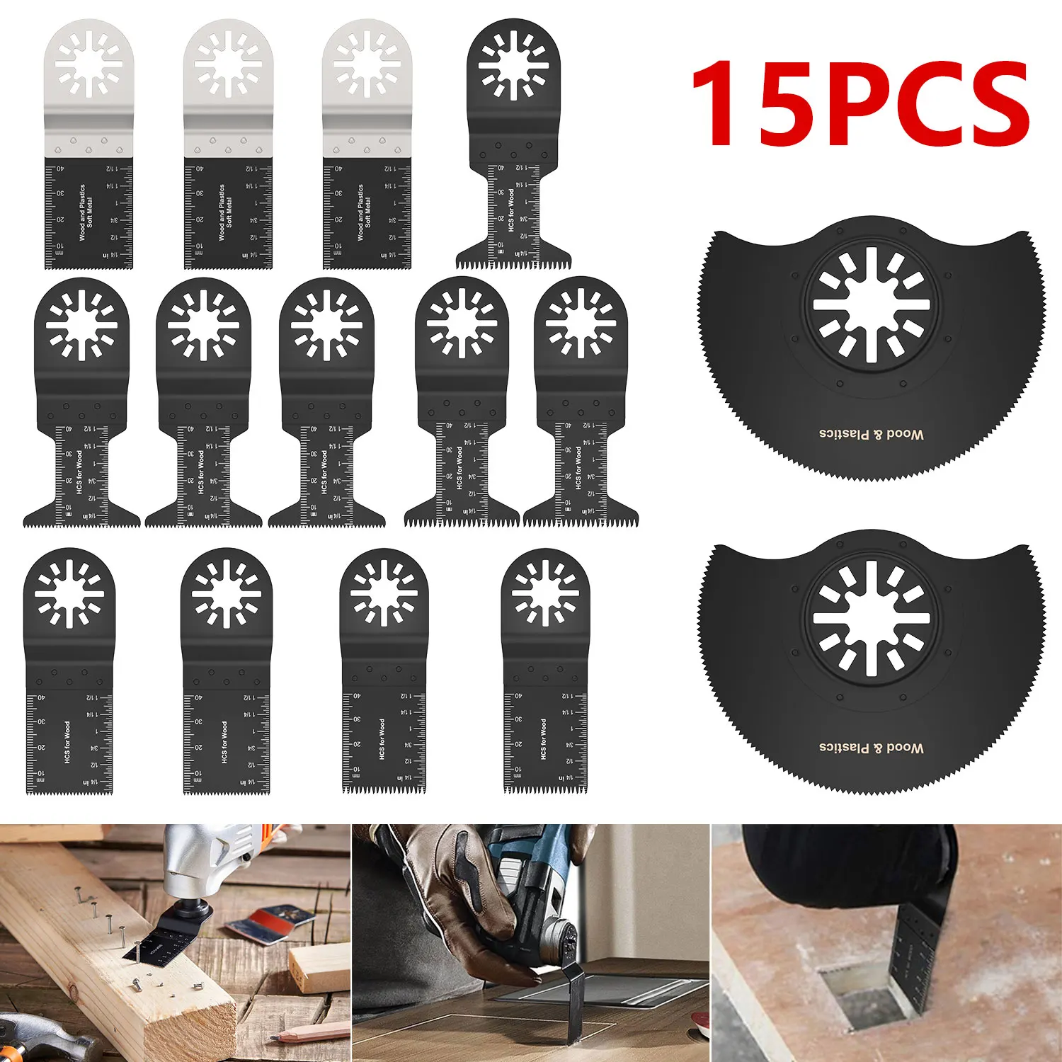 

15pcs Multi-Function Bi-metal Precision Saw Blades Oscillating Blade Multi Tool Wood Cutting Saw Blade Chipboard Tool
