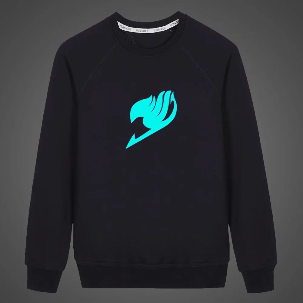 Fluorescent Luminous Anime Fairy Tail Natsu Children Sweatshirt Men Autumn Coat Unisex Hoodie boy Casual Crewnecks