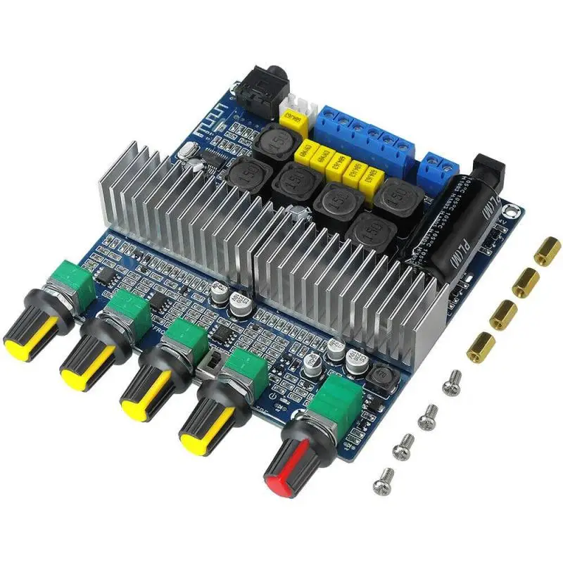 

TPA3116 Subwoofer Amplifier Board 2.1 Channel High Power Bluetooth 4.2 Audio Amplifiers DC12V-24V 2*50W+100W Amplificador
