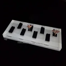 Превосходный белый для крема акриловый 8 слотов кольцо Дисплей лоток кольцо держатель Органайзер кольцо демонстрационный стеллаж Ювелирная витрина