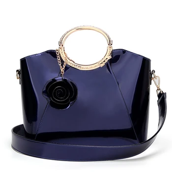 

LJL-New Patent Leather Bright Bucket Handbag Shoulder Messenger Bag