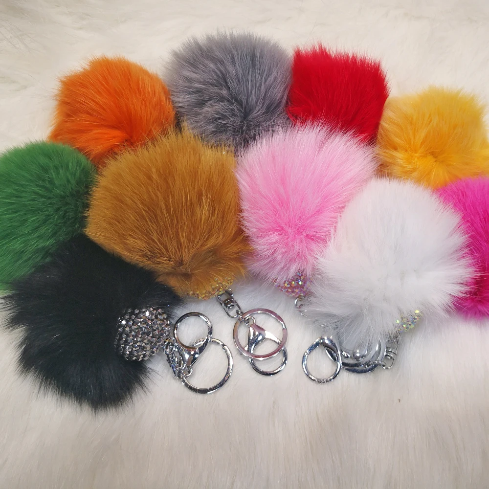 

Artificial Rabbit Fur Ball Plush Fuzzy Fur Key Chain Car Bag Keychain Key Ring Pendant Jewelry