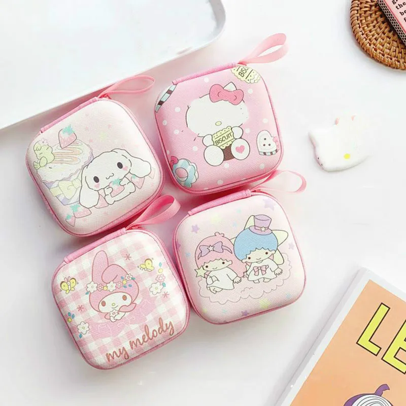 

1 Pc exquisite cute Melody Twin Star Cinnamoroll dog Figures Toys Cartoon penguin Square Coin Bag Headphone Storage Bag Gifts