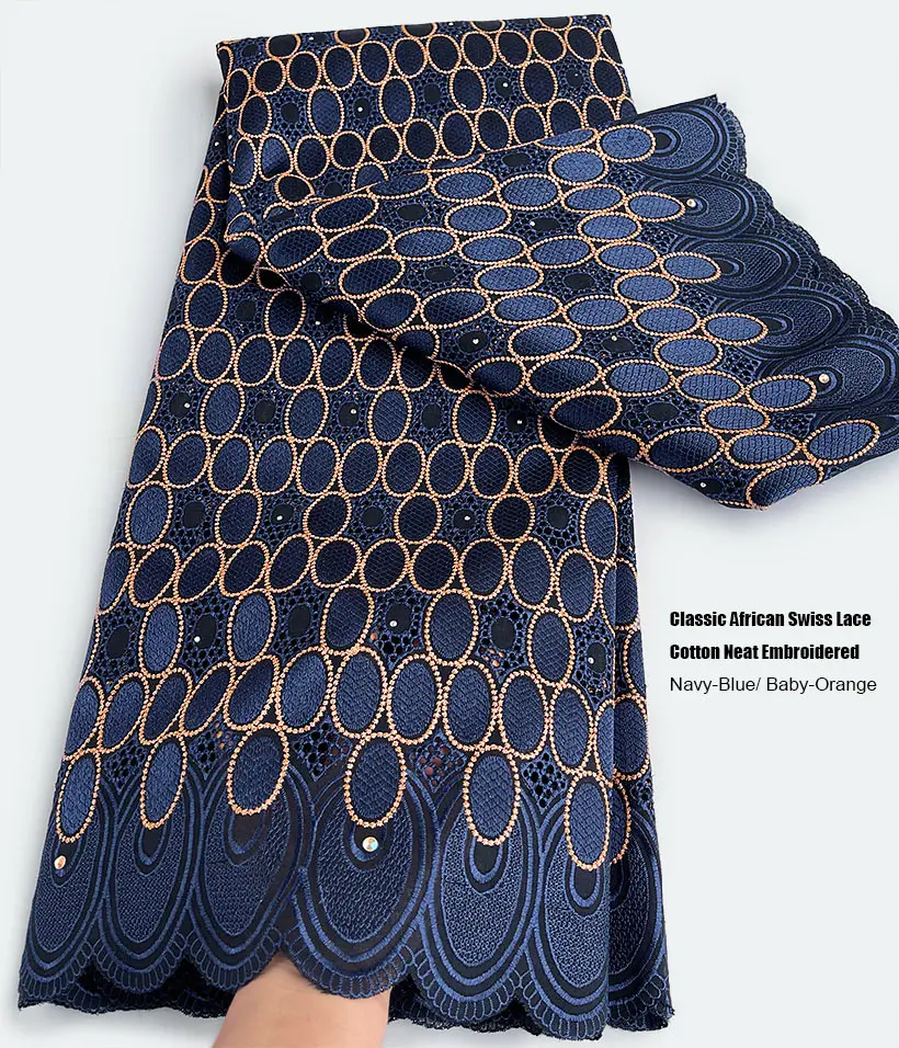 Excellent Soft Embroidered Egyptian Cotton Voile Lace High Quality West African Swiss Inspired Fabric with Lurex Stones 5 Yards