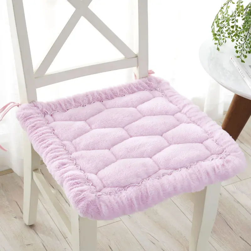 Square-Pink Плюшевая подушка для стула, одноцветная теплая Нескользящая подушка для стула, Подушка для стула, подушка для водителя, коврик для автомобиля, моющаяся подушка, квадратная подушка для стула - Цвет: Square-Pink