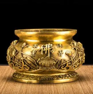 

Tibet Pure Bronze Buddhism Auspicious Lotus Lotus Leaf Statue Jar Incense Burner Censer