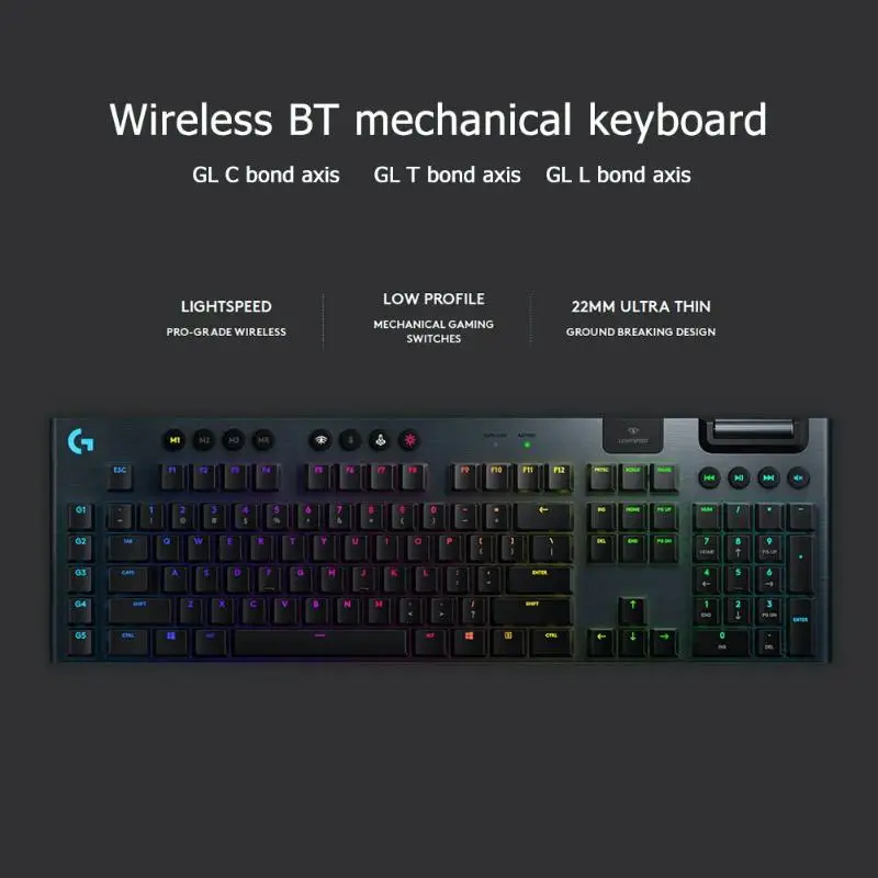 Logitech G913 LIGHTSPEED Беспроводная Bluetooth Механическая игровая клавиатура RGB подсветка механическая клавиатура logitech GL C/T/L Axis