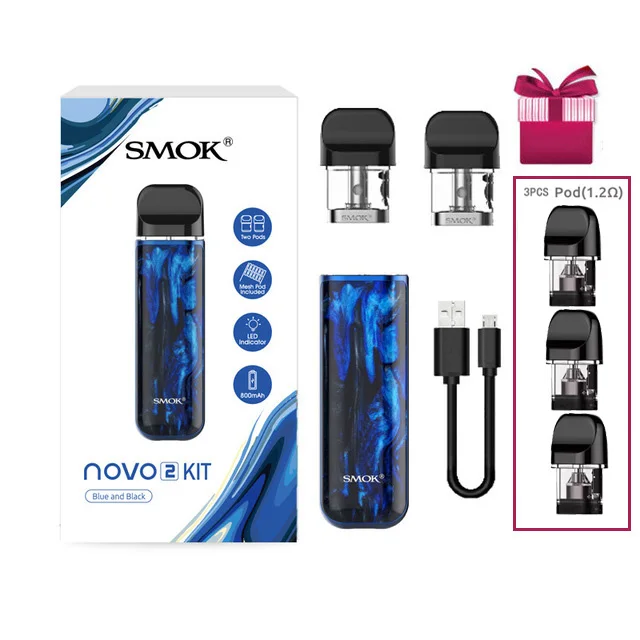 Smok Novo 2 vape pod Комплект 6-25 Вт 800 мАч батарея сетка 2 мл картридж Pod стартовый комплект 1.0ohm DC MTL электронная сигарета - Цвет: Nove 2 Blue Black