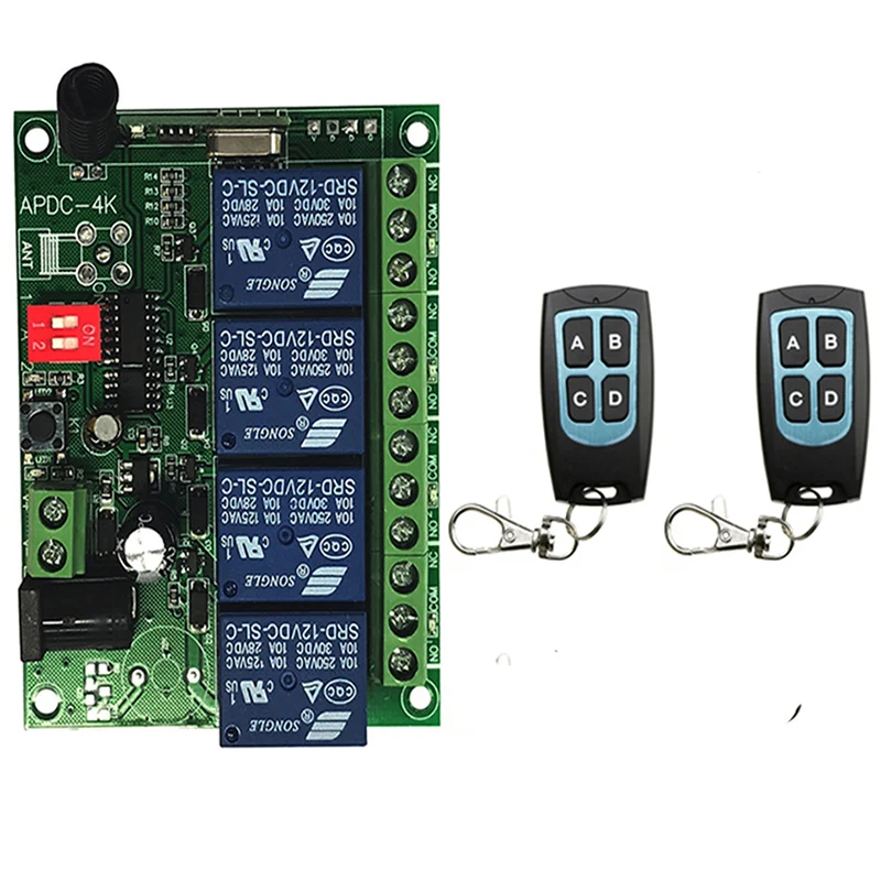 

DC12V 24V 4CH 4 CH Wireless Remote Control LED Light Switch Relay Output Radio RF Transmitter And 315/433 MHz Receiver