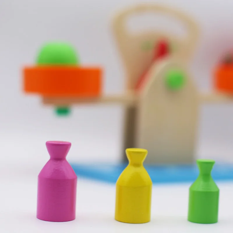  Hot 1 Set Early Educational Wooden Toys Baby Balance Toy Scales Weighing Hands-on Teaching Children - 4000048539340