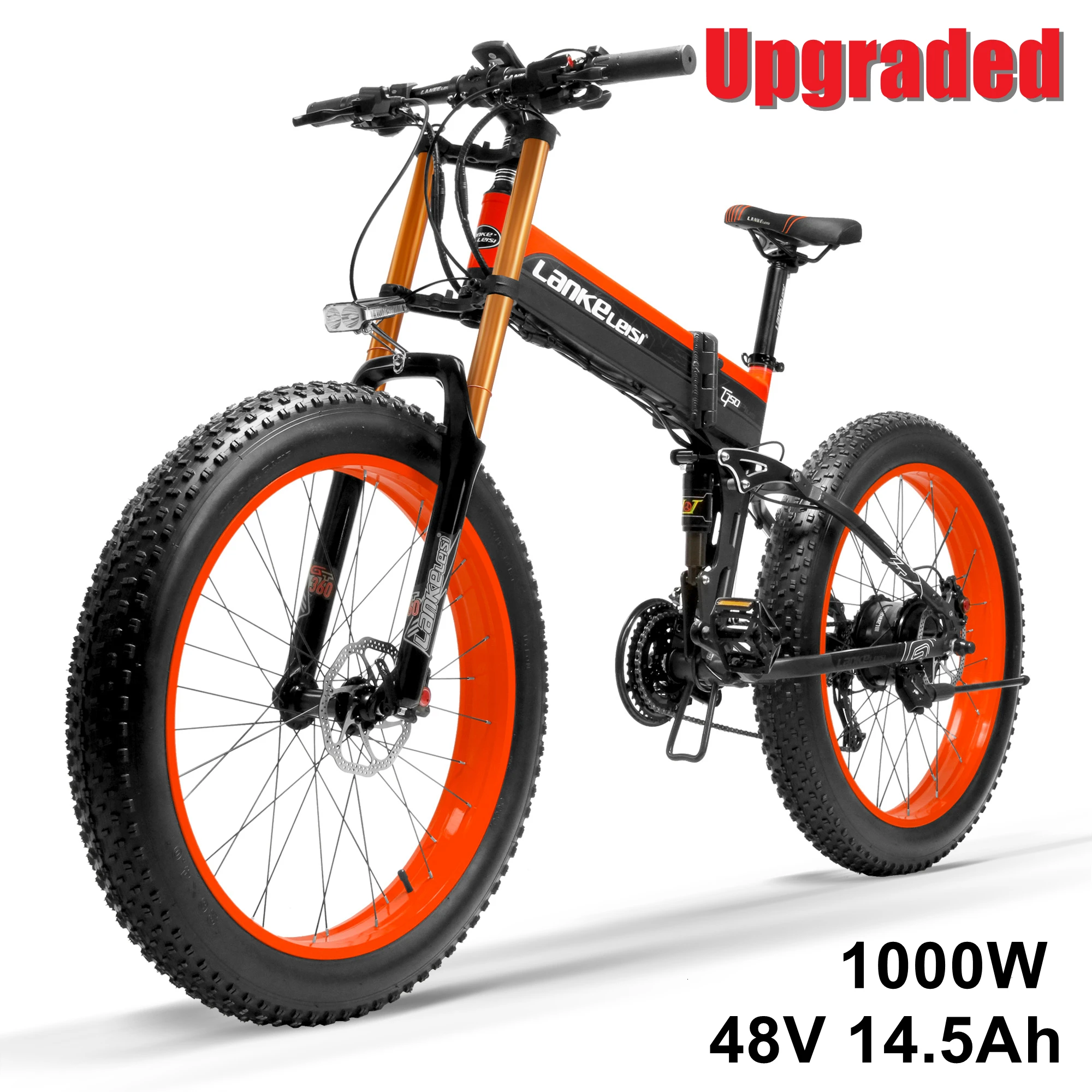 UP BKRD 1000W 14.5Ah T750plus складной электрический велосипед 48 в 10 А/14.5a литий-ионный аккумулятор 1000 Вт Уровень мощности 5 педалей, датчик, обновленная вилка - Цвет: UP BKRD 1000W 14.5Ah