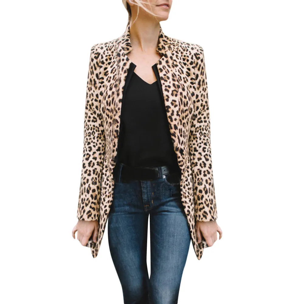 New Fashion Women Leopard Print Blazer Women Ladies Jackets Suit Slim Yards Ladies Blazers Work Wear Blazers#D6