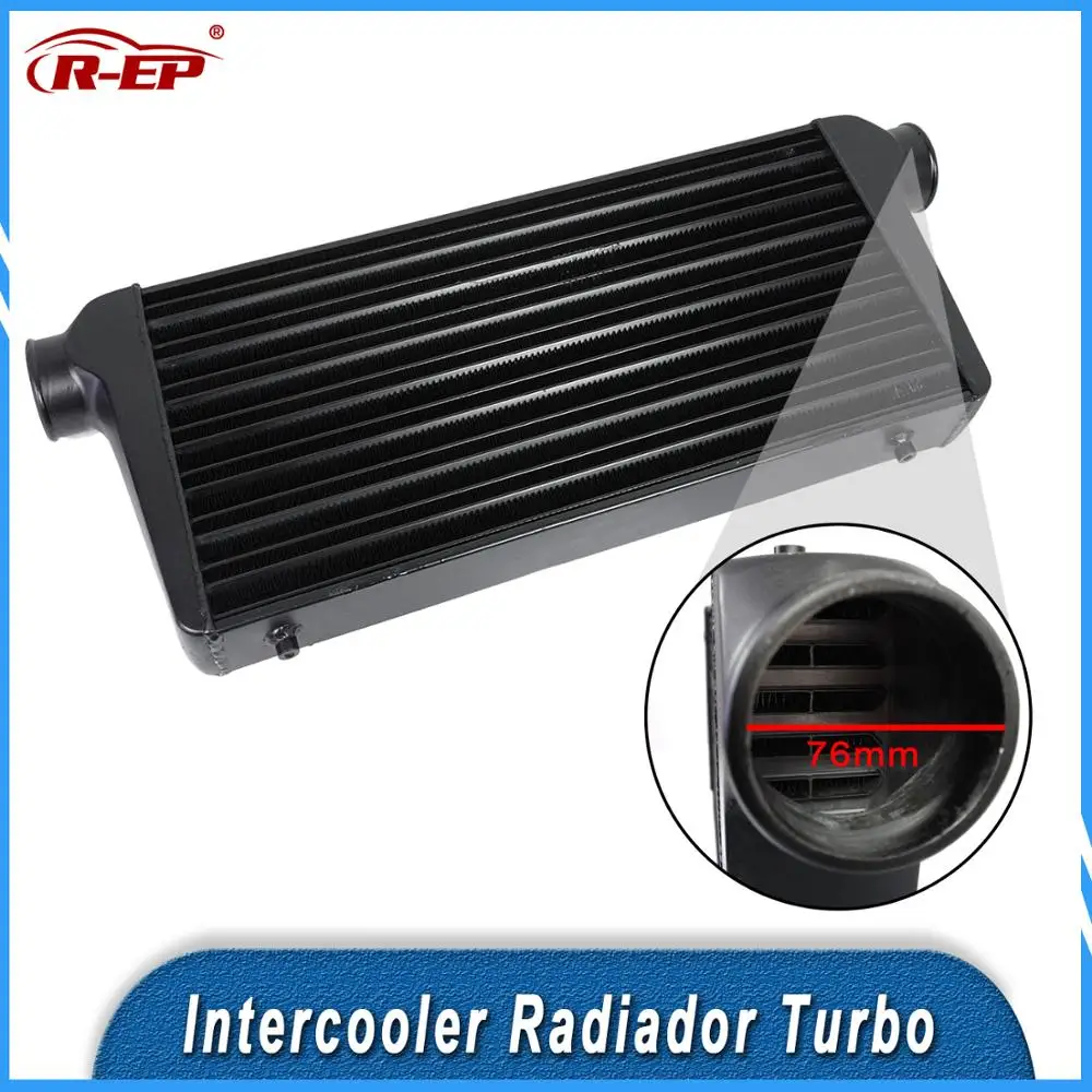 Intercooler Radiator Front Mount Tube-fin 600*300*76mm Aluminum Cold Air Intake Radiator Outlet Turbo Universal Car