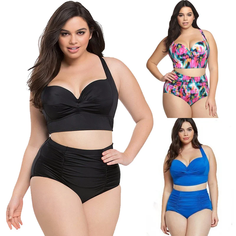 

4XL Plus Size Bikini Set Women Swimsuit Large High Waisted Bathing Suits Swimwear Brazilian Bikinis 2019 Sexy 2 Piece Swim Suit