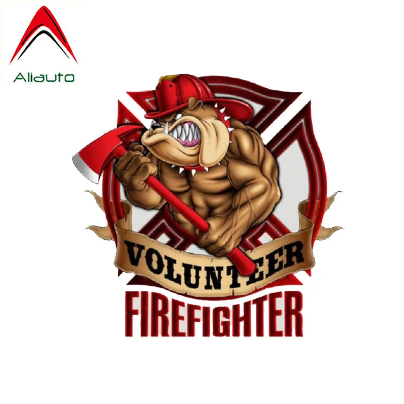 Aliauto Personality Caution Car Sticker Bull Dog Volunteer Firefighter Waterproof Sunscreen Decal PVC Accessories 17cm*17cm | Автомобили и