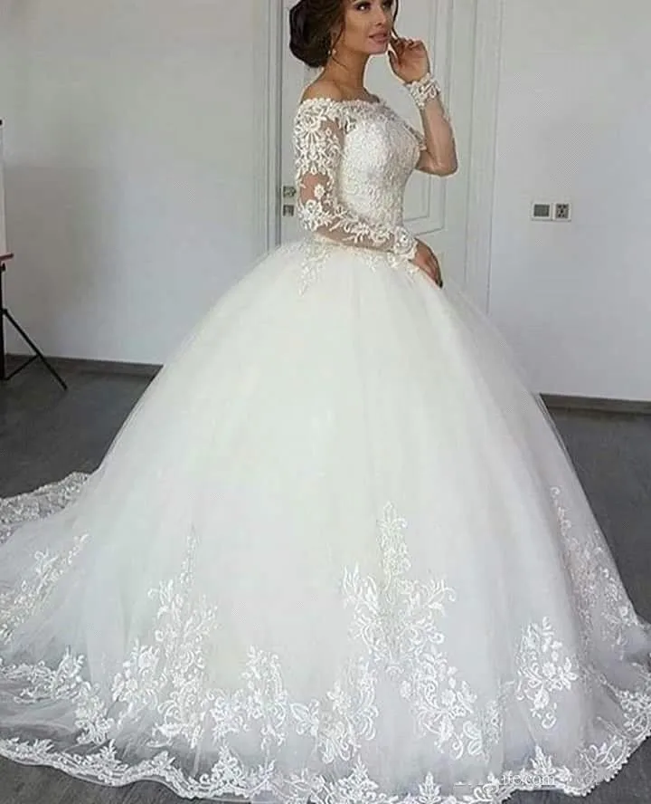 ANGELSBRIDEP бальное платье с длинным рукавом свадебные платья Robe de mariee роскошная