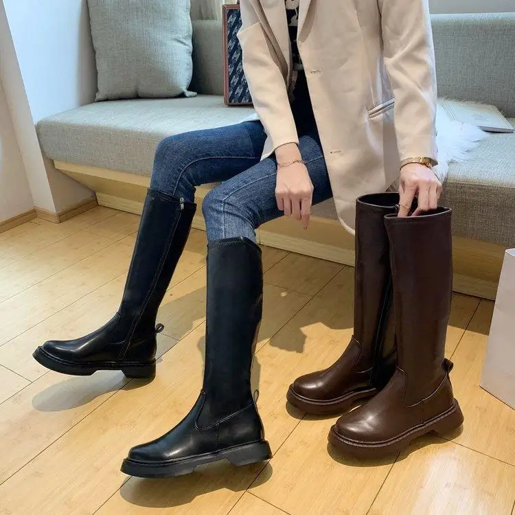 

Dropshipping Autumn and Winter Boots Women's Knee-high Fashion Thick-soled High-barrel Boots