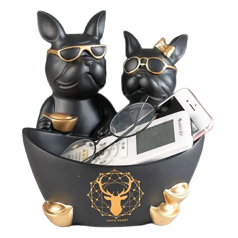 

Скульптура собаки бульдога из смолы для влюбленных, креативное украшение для хранения скульптур животных, домашний декор для гостиной, фигурка, аксессуары, подарок, искусство