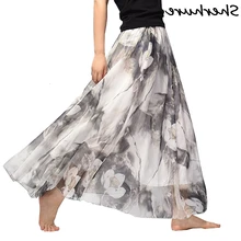 Винтажные женские летние длинные юбки цветочный принт в стиле бохо длиной до щиколотки Женская Макси юбка Jupe Femme женская шифоновая юбка saia faldas