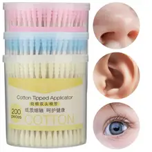 200 шт. одноразовые с двойным концом тампоны для макияжа для удаления ватные тампоны палочки кожи принадлежности для ухода Bueaty инструмент