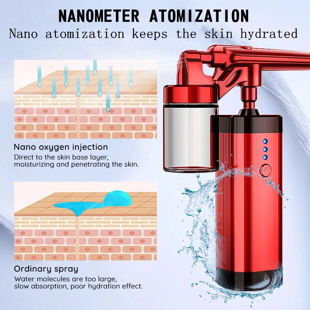 Oxygen Injection Moisturizing Nano Beauty Machine Airbrush Spray Set Portable USB Charging Nail Art Face Facial Steamer