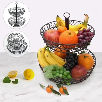 

Creative Hanging Household Double-layer Fruit Basket Living Room Desktop Snack Tray Kitchen Vegetable Storage Holder