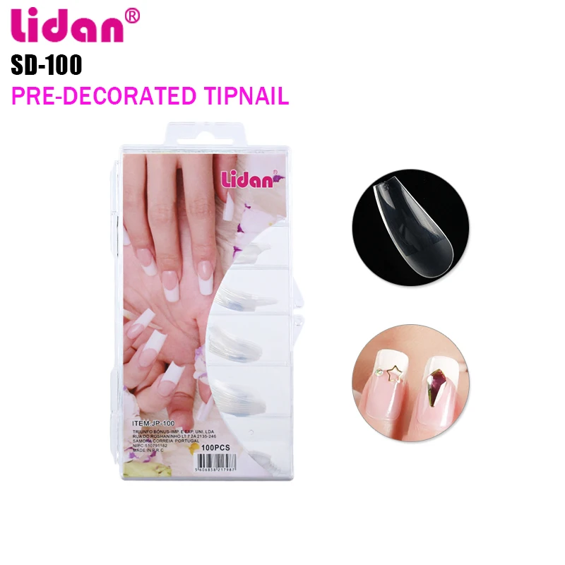 

Lidan French Fake Nail Sticker Natural White Natural Color Fake Coffin Nail Sticker Flat Shape Half Full Cover Manicure Tool