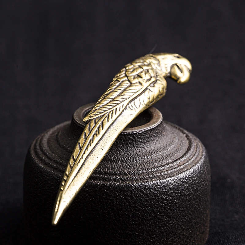 Tea Needle Set Tea Making Tools Antique COPPER Hummingbird Bird parrot Statue Ornaments Classical Brass Tea Needle Breaking Prying Tea Brick Professional Tool