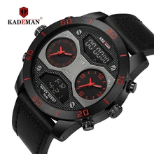 KADEMAN, Цифровые Аналоговые мужские часы, Лидирующий бренд, водонепроницаемые, с хронографом, кожа, спортивные, военные часы, модные часы, Relogio Masculino