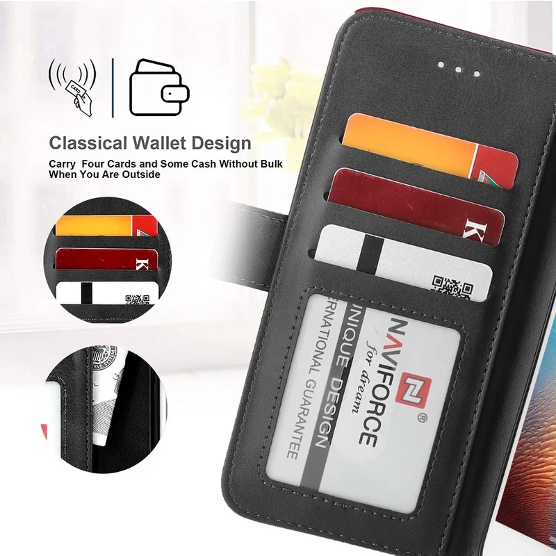 Cover for iPhone 8 Leather Kickstand Wallet Cover Card Holders Extra-Protective Business with Free Waterproof-Bag Classical iPhone 8 Flip Case