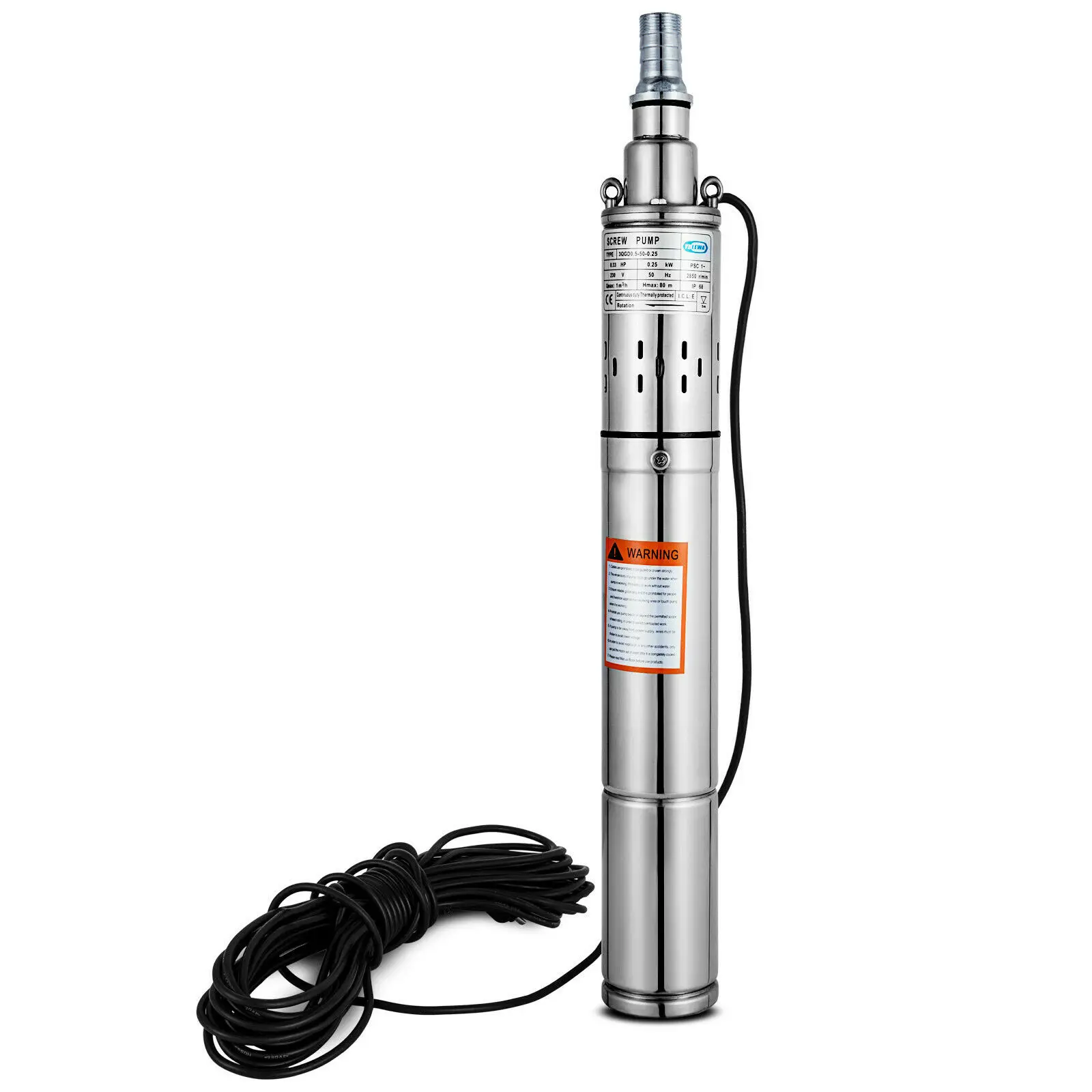 VEVOR Submersible Deep Well Pump 250W - 1500W for Garden Home Agricultural Irrigation Bore Hole Stainless Steel Solar Water Pump