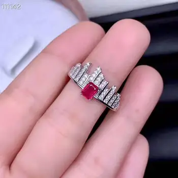 

Myanmar 925 silve Natural Ruby Gemstone Ring Women Fine Jewelry 4x5mm