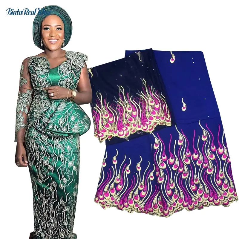 Bazin Vestidos Африканский Плюс Размер Топы и юбка комплект для женщин вечерние оборки вышитое Африканское кружево комплект из 2 предметов одежда XG014 - Цвет: 8