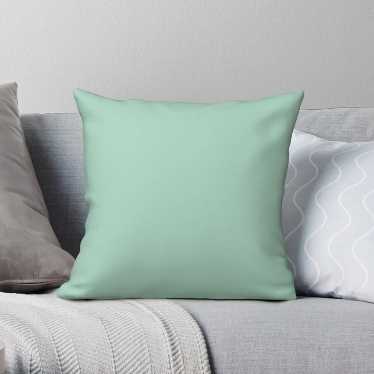 

Beachy Summer Aqua Blue Mint Green Seafoam Square Pillowcase Polyester Linen Velvet Printed Zip Decorative Car Cushion Cover