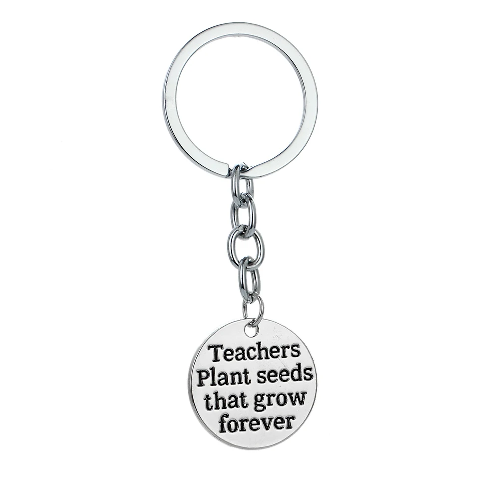 12PC Teachers Plant Seeds That Grow Forever Keyrings Round Charm Pendant Keychains Thank You Teacher Teacher's Day Gifts Jewelry |