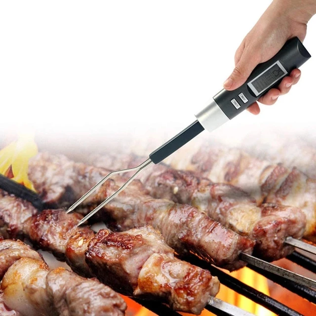 Bbq Meat Thermometer Fork Stainless Steel Digital Barbecue Fork