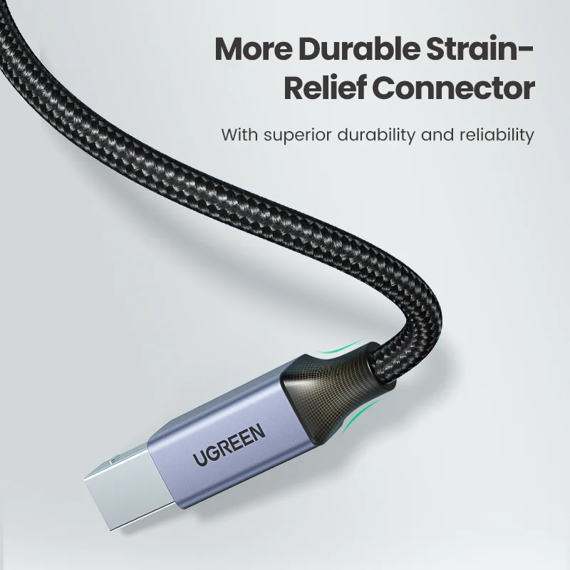 UGREEN-USB 프린터 케이블 USB 2.0 유형 A 수-유형 B 수 프린터 스캐너 케이블 코드, Brother HP Canon lexmar용 고속