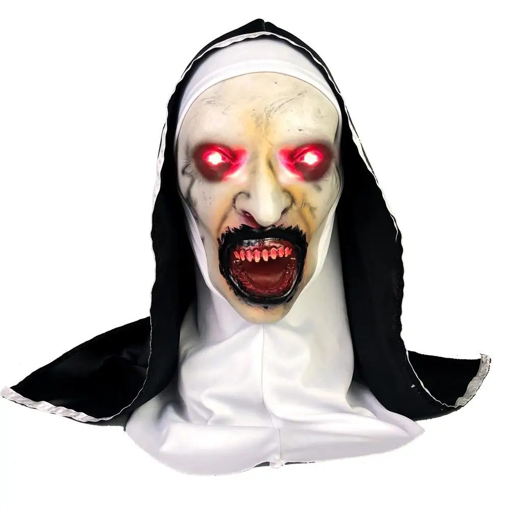 Nun ужасная Маска Косплей страшные латексные маски с шарфом Полный Шлем Хэллоуин вечерние реквизит
