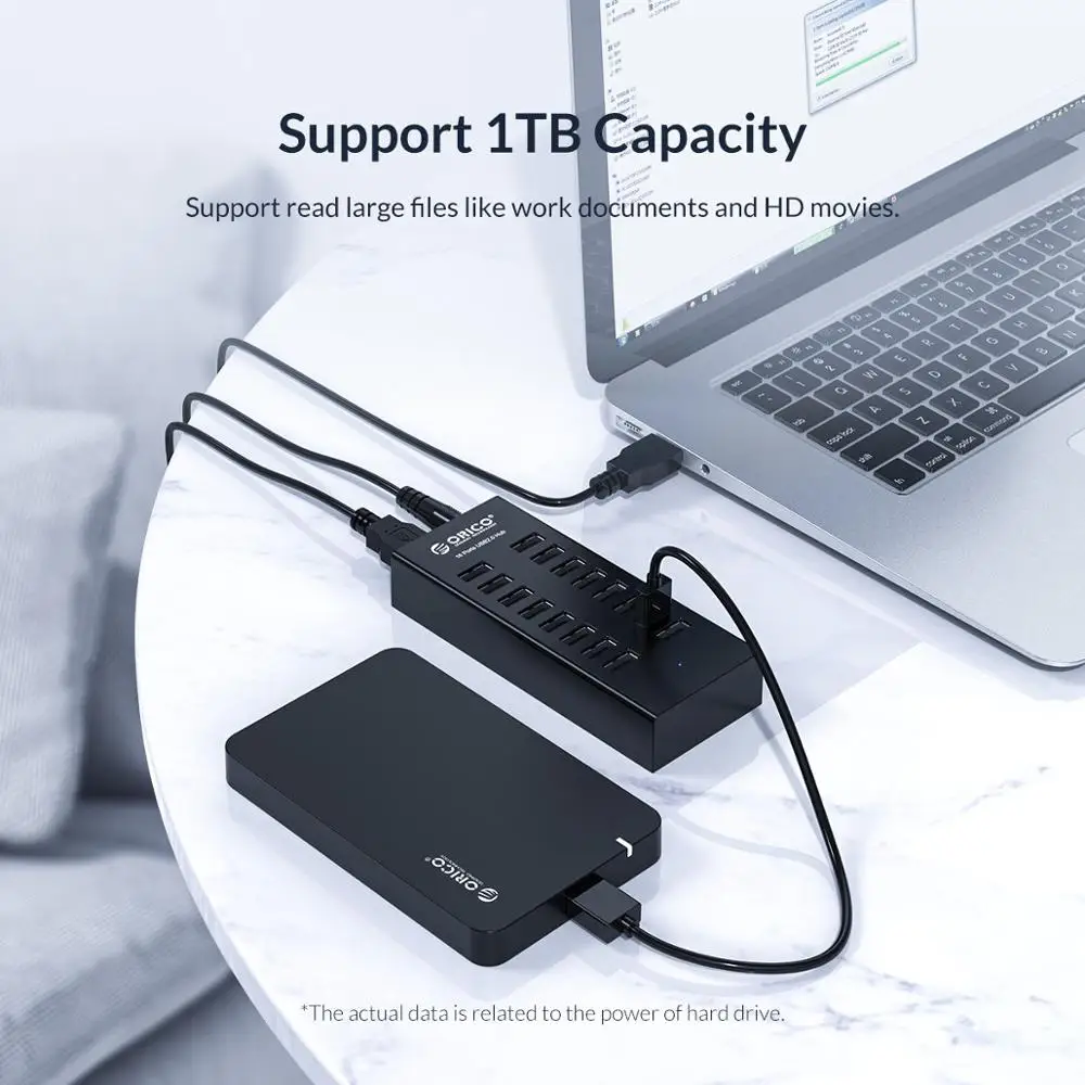 Usb концентратор ORICO H1613 16 портов USB 2 0 с адаптером питания 12 В А для Apple Macbook