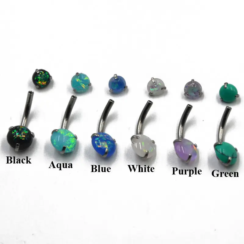 

1 PC CHUANCI Sythetic Opal Stone Piercing Belly Button Navel Ring Body Jewelry Stud 14g