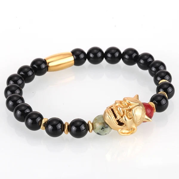 Mcllroy Bracelet Men Bead Sparta Crown 8mm Natural Stone Bracelet Bangle Handmade Man Jewelry Mens Bracelets erkek bileklik - Окраска металла: Style B