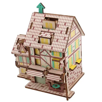 

Construction 3D Puzzles Wooden House Class 6 Puzzle Toys Children Logico Teaching Wood Scale Models new