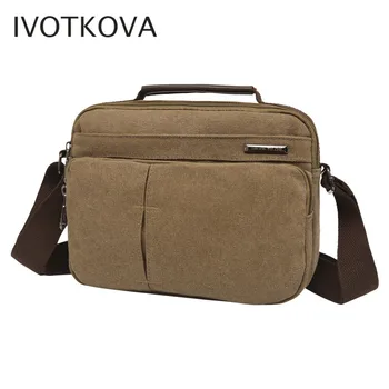

IVOTKOVA Men Canvas Bag Briefcase Travel Suitcase Messenger Shoulder Tote Back Handbag Large Casual Business bag