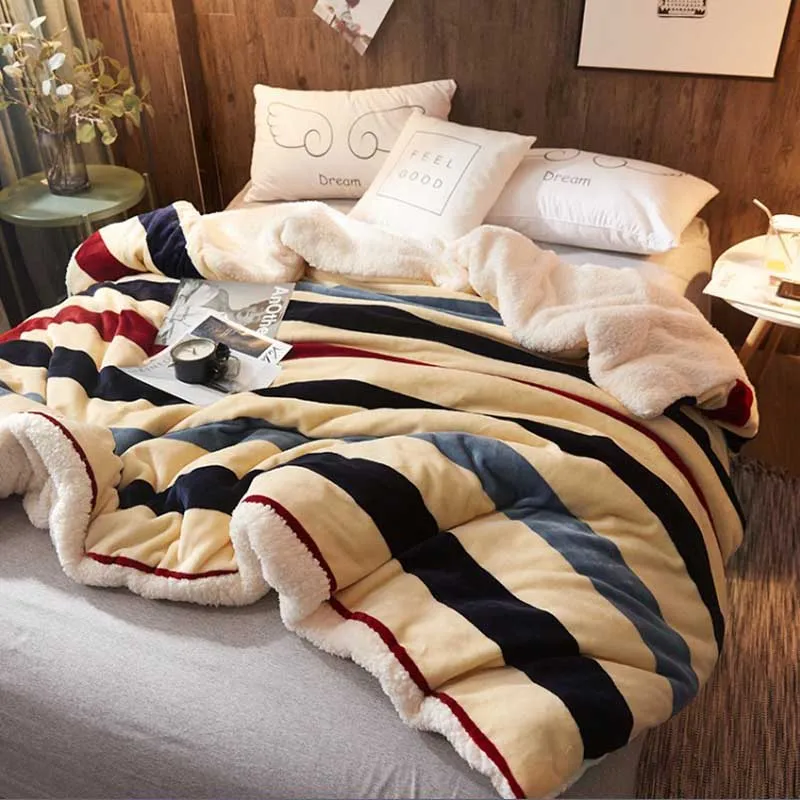 Двойное утолщенное одеяло из кораллового флиса для дивана, зимнее супер теплое покрывало, покрывало s для офиса, для сиесты, покрывало для кондиционера, постельные принадлежности - Цвет: 07