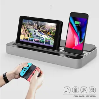 

iPega PG-9119 Charging Dock Stand Speaker Type-c 8Pin to USB and Micro USB Plugs Fit for Nintend Switch/Tablet /Phones for iPad