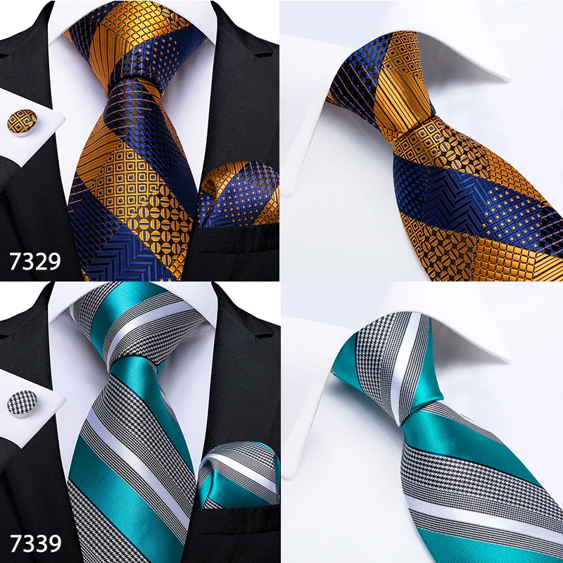 DiBanGu дизайнерский мужской свадебный галстук золотого и черного цвета в полоску, шелковые галстуки на шею для мужчин, набор ночных запонок, деловые вечерние галстуки